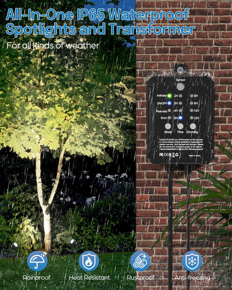 Garden Lights with Transformer Photocell Sensor 68FT Waterproof