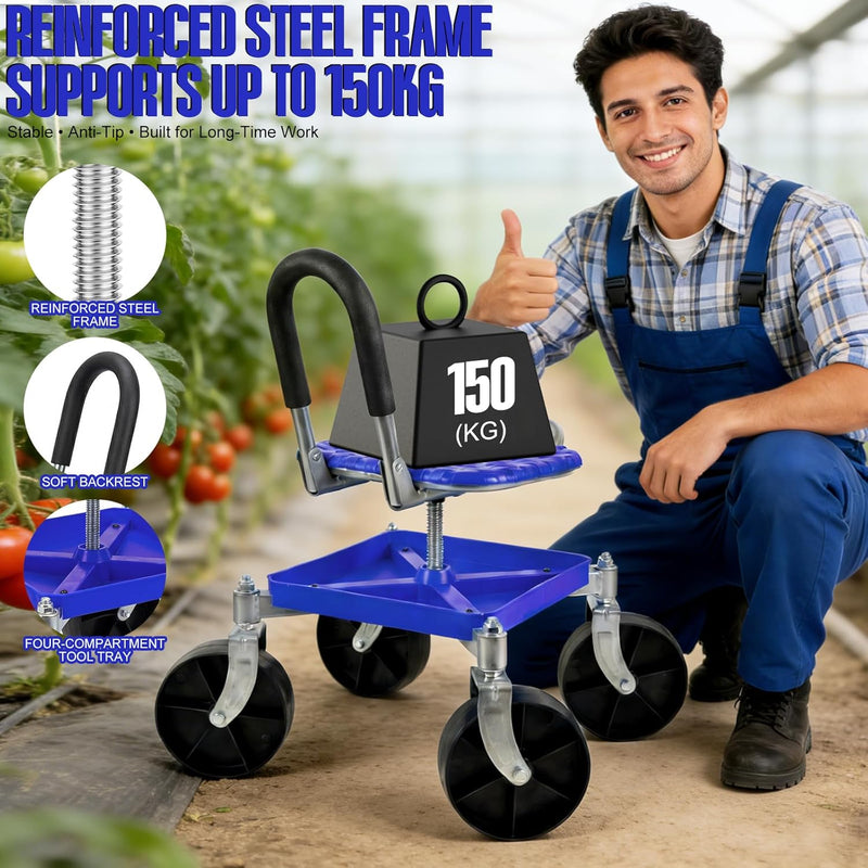 Garden Rolling Seat with Swivel Wheels 150KG