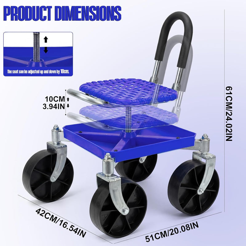 Garden Rolling Seat with Swivel Wheels 150KG