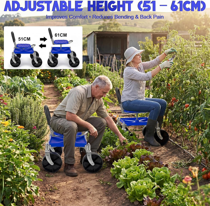 Garden Rolling Seat with Swivel Wheels 150KG