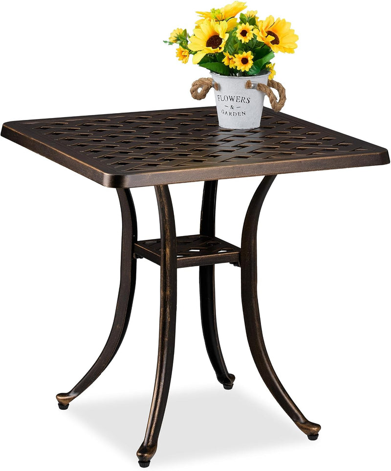 Garden Side Table Antique Cast Aluminium 53x54x54CM
