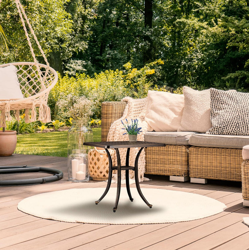 Garden Side Table Antique Cast Aluminium 53x54x54CM