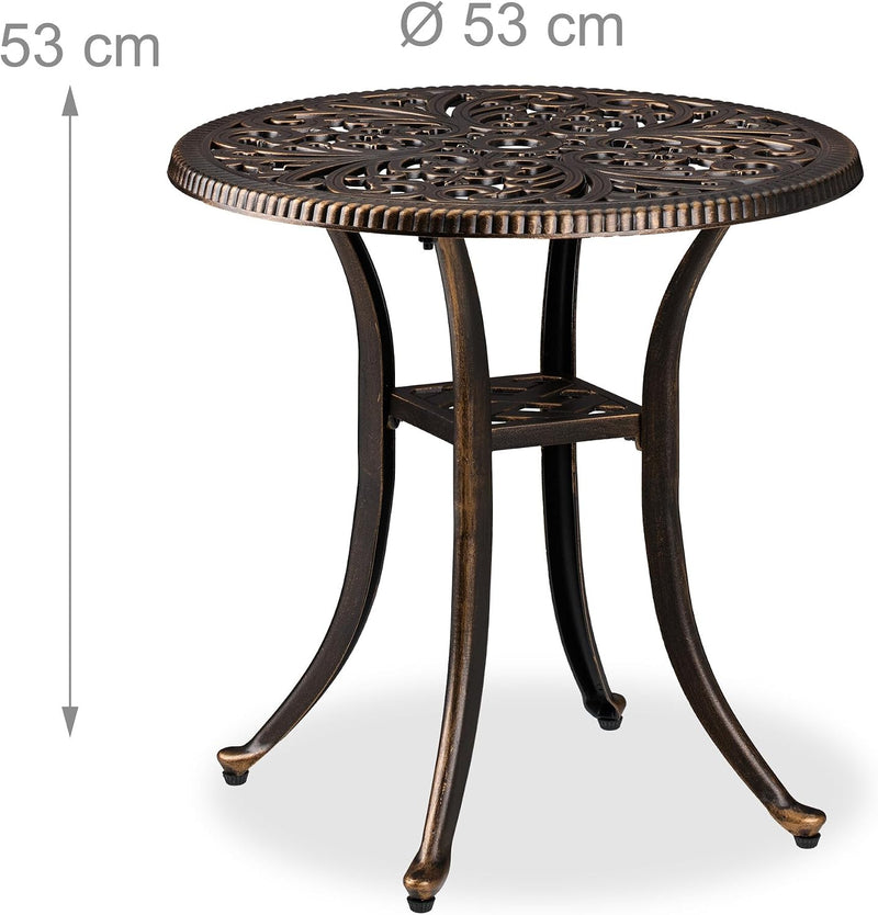 Garden Side Table Antique Look Cast Aluminium