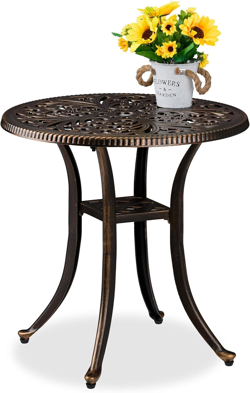 Garden Side Table Antique Look Cast Aluminium