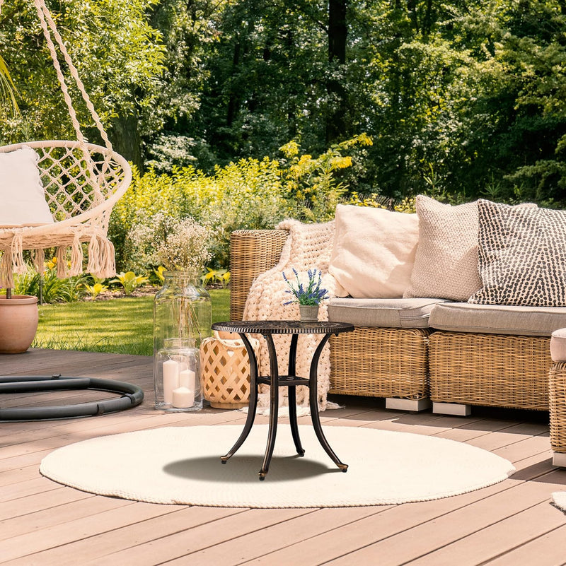 Garden Side Table Antique Look Cast Aluminium