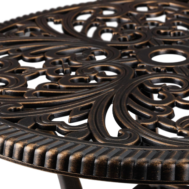Garden Side Table Antique Look Cast Aluminium