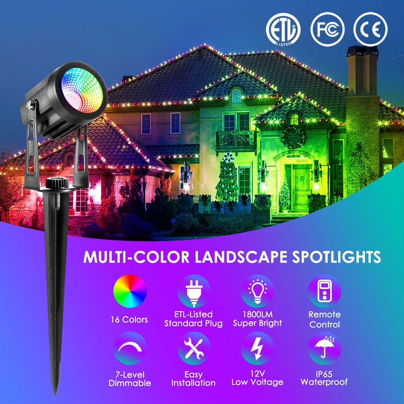 Garden Spike Lights: Colour Changing Lights Mains Powered