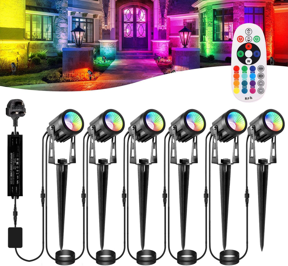 Garden Spike Lights: Colour Changing Lights Mains Powered