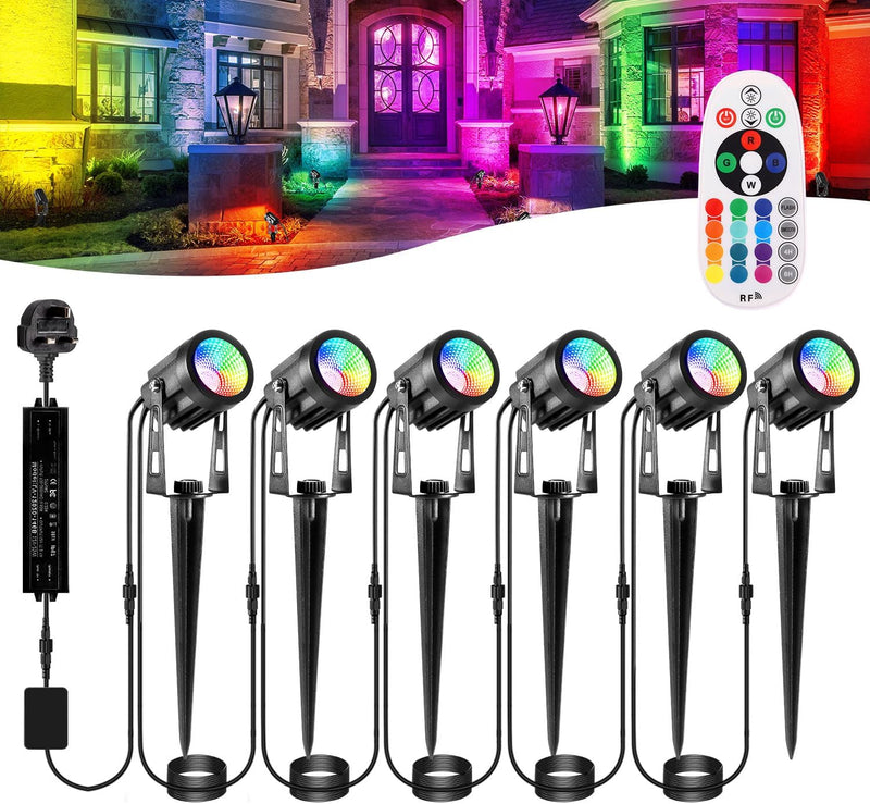 Garden Spike Lights: Colour Changing Lights Mains Powered