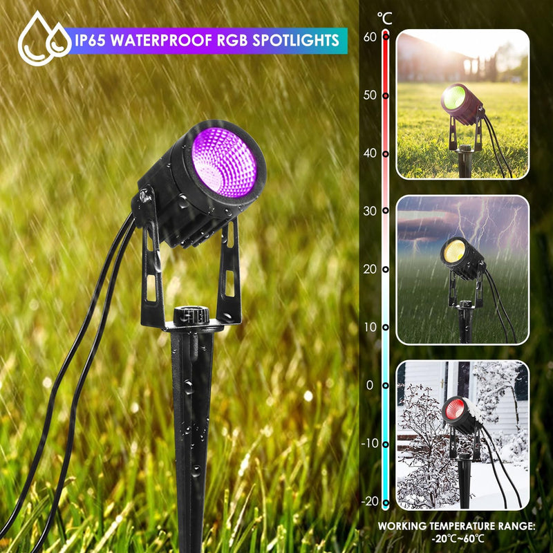 Garden Spike Lights: Colour Changing Lights Mains Powered
