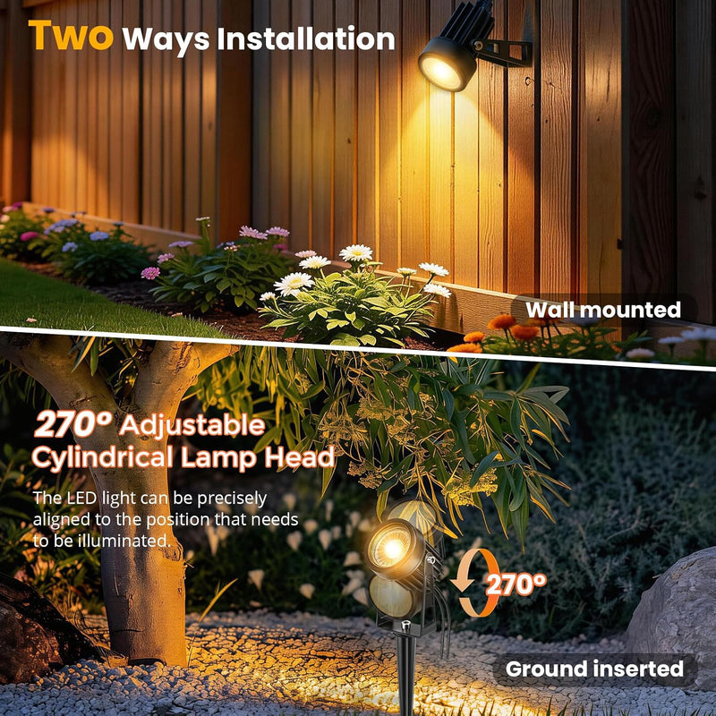 Garden Spotlights Mains Powered with Transformer (6 Pack)