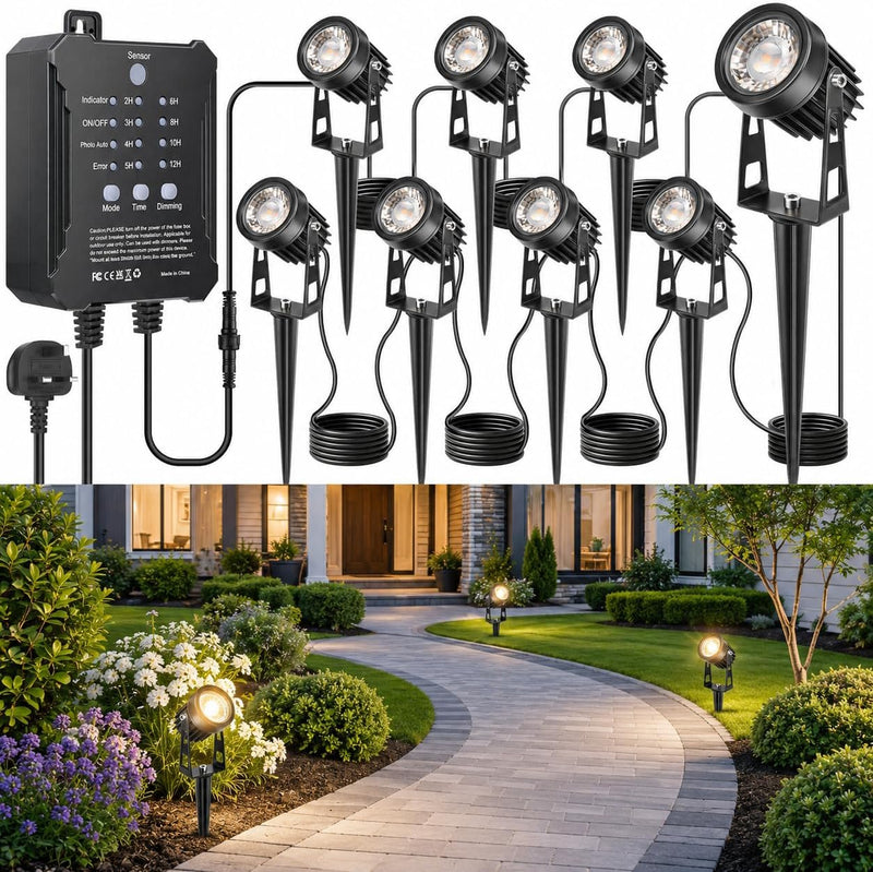 Garden Spotlights Mains Powered with Transformer (6 Pack)
