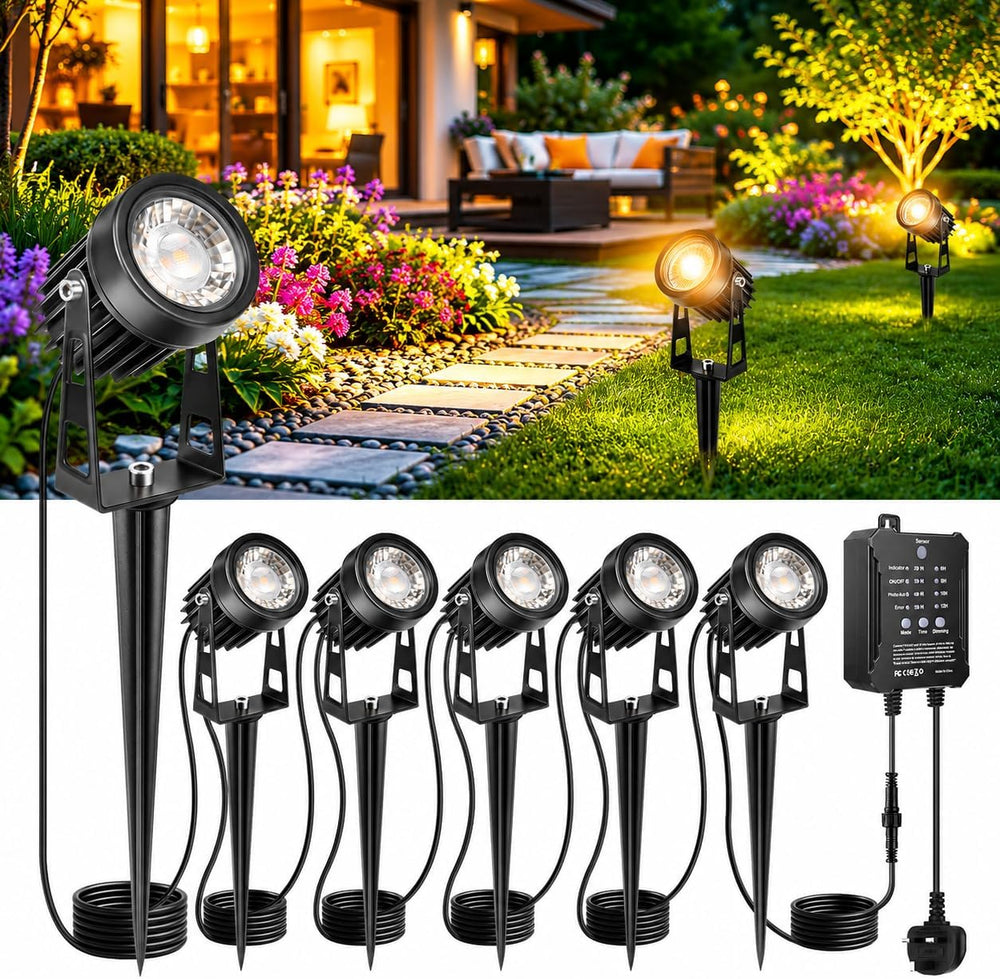 Garden Spotlights Mains Powered with Transformer (6 Pack)