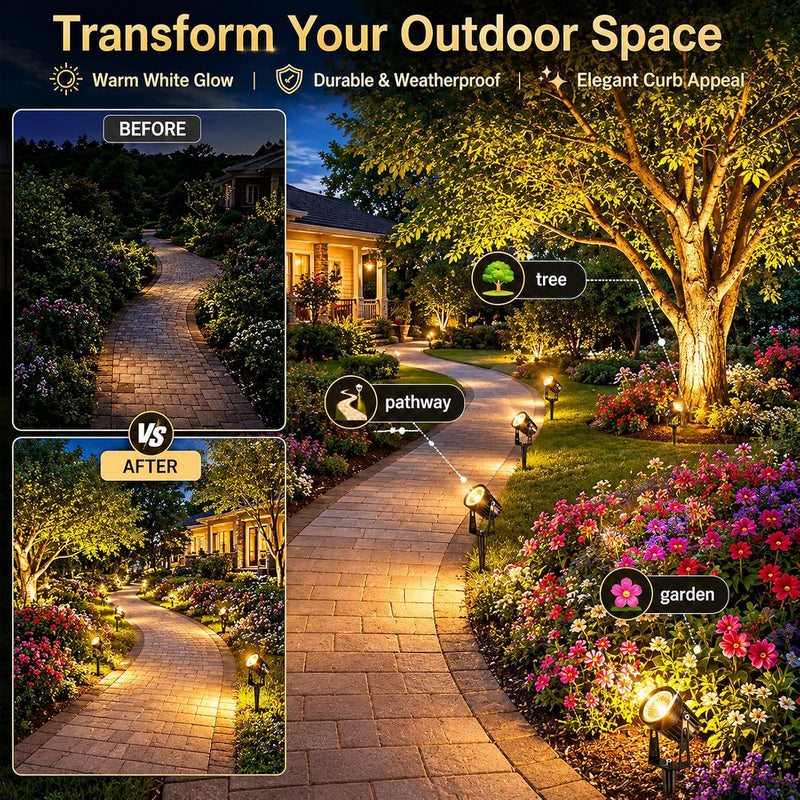 Garden Spotlights Mains Powered with Transformer (6 Pack)