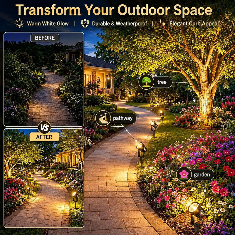 Garden Spotlights Mains Powered with Transformer (6 Pack)