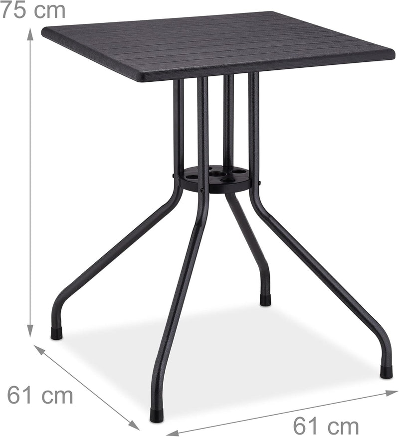 Garden Table Hxwxd: 75x61x61CM Wooden-Look Balcony Plastic