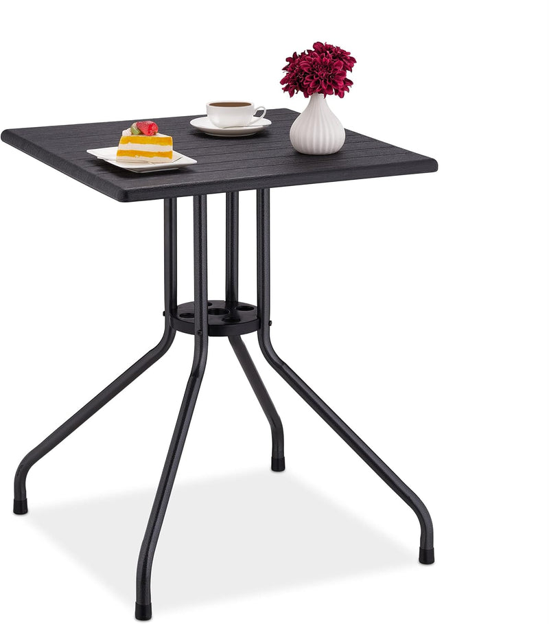 Garden Table Hxwxd: 75x61x61CM Wooden-Look Balcony Plastic