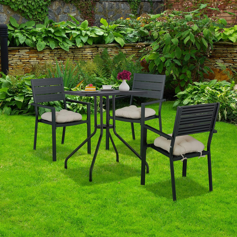 Garden Table Hxwxd: 75x61x61CM Wooden-Look Balcony Plastic