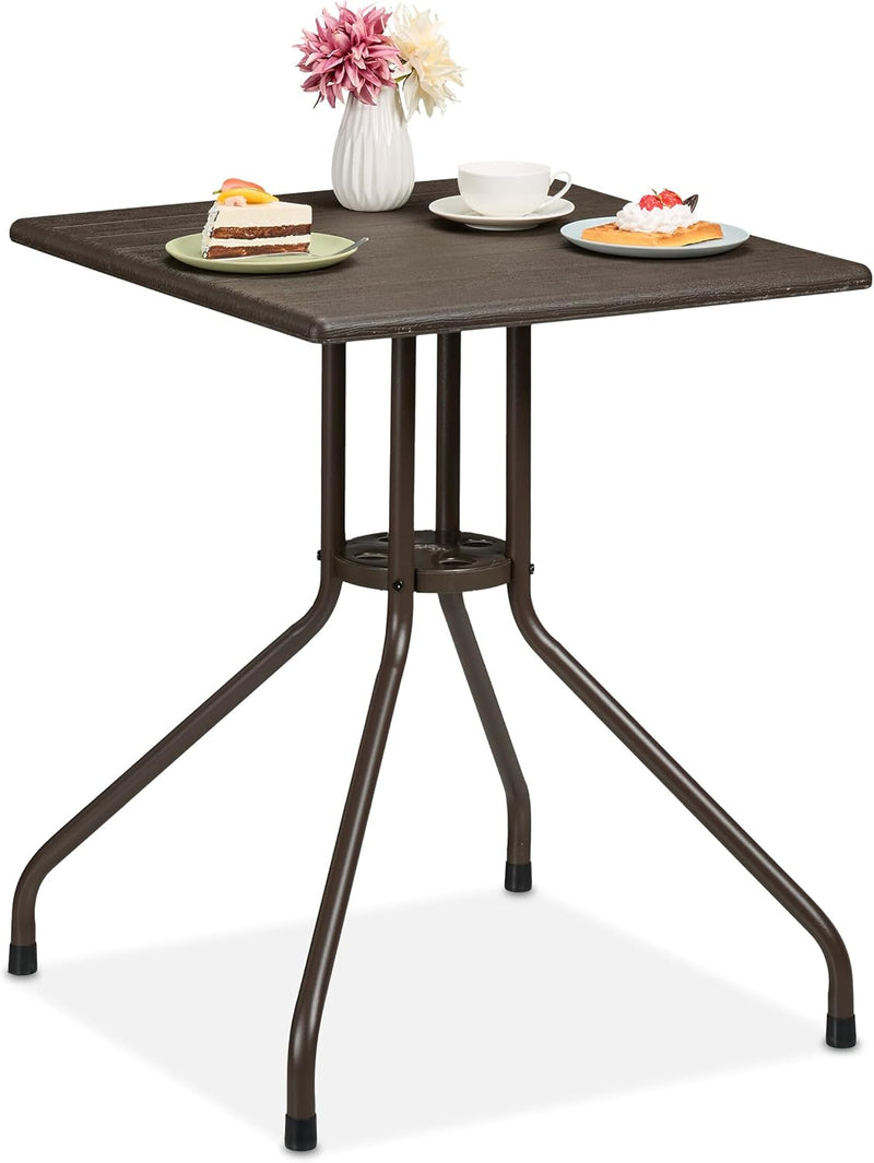 Garden Table in Wood-Look Steel 50% Plastic