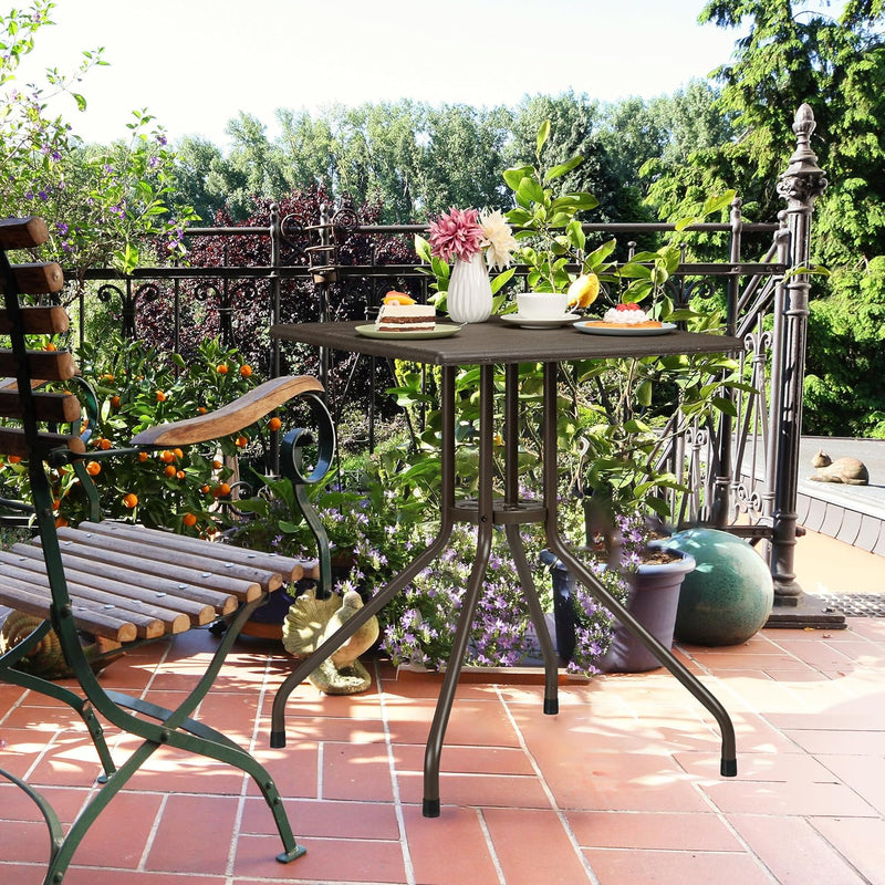 Garden Table in Wood-Look Steel 50% Plastic