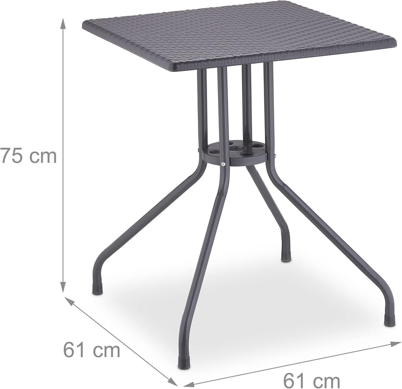 Garden Table Rattan Look Square Hxwxd: 75x61x61CM Balcony