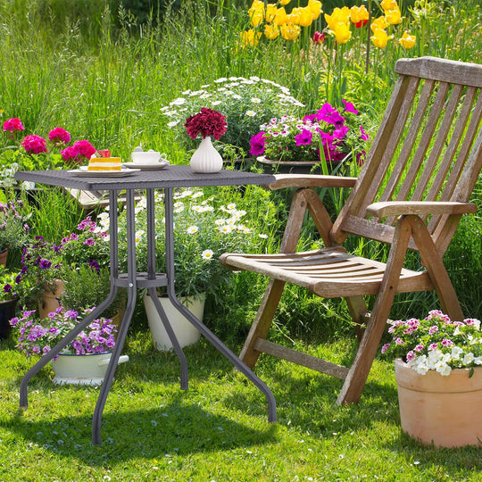 Garden Table Rattan Look Square Hxwxd: 75x61x61CM Balcony