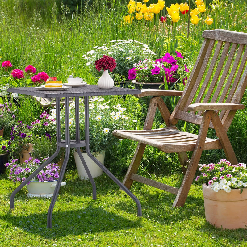 Garden Table Rattan Look Square Hxwxd: 75x61x61CM Balcony