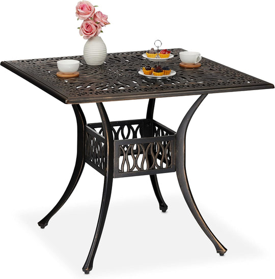 Garden Table with Umbrella Hole Antique Look Cast
