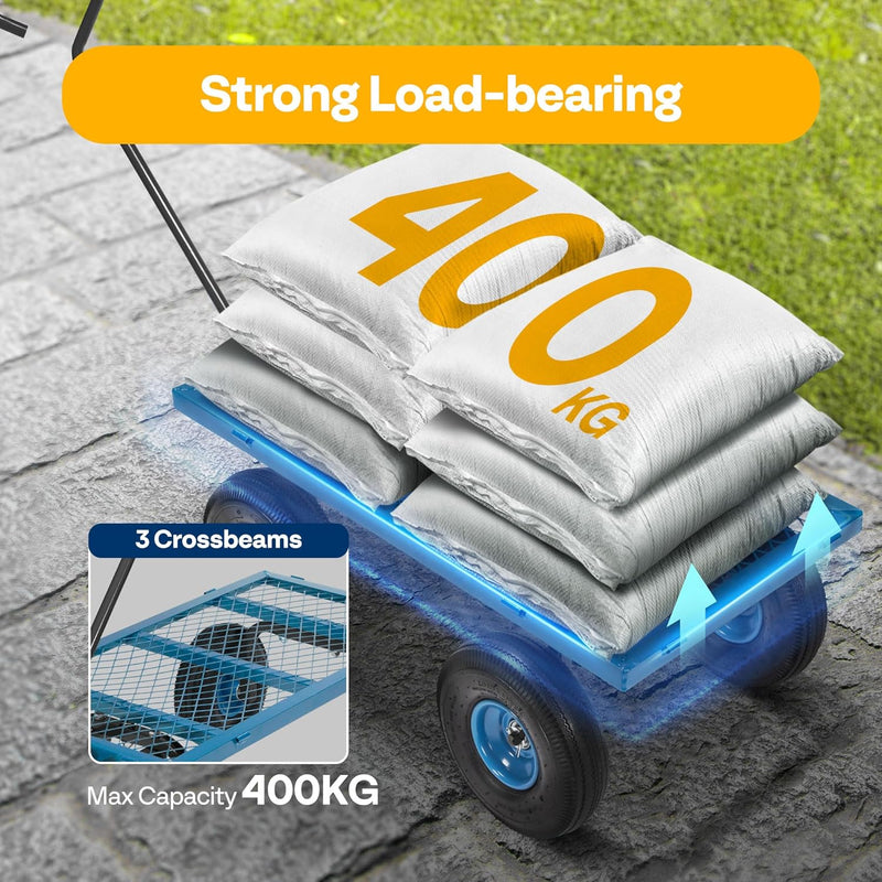 Garden Trolley 400KG Capacity Rotatable Handle Wagon Cart