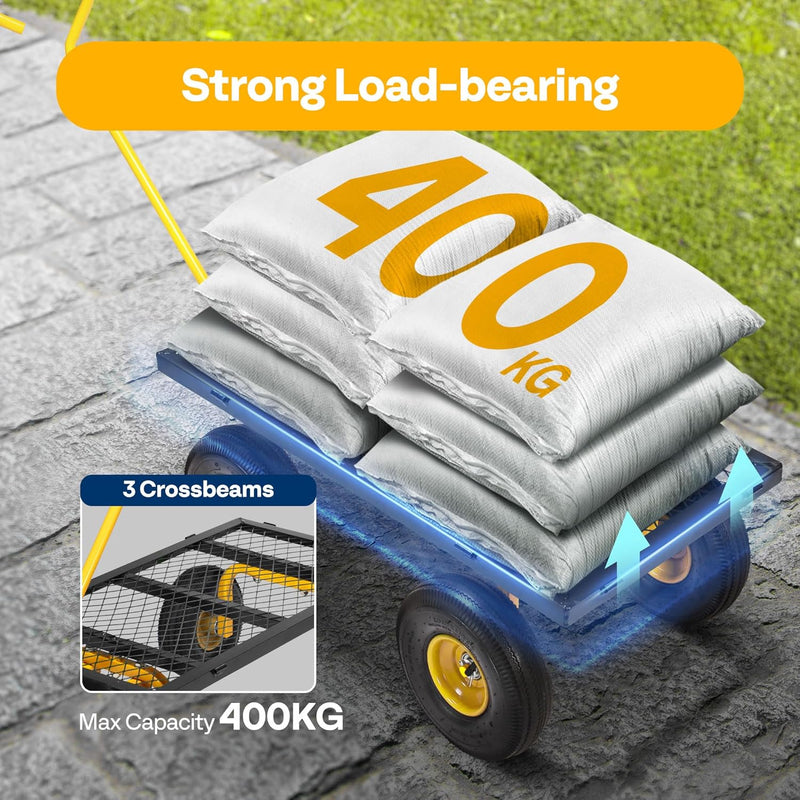 Garden Trolley 400KG Capacity Rotatable Handle Wagon Cart