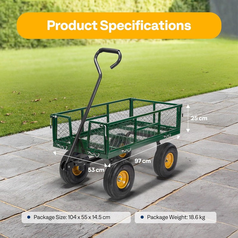 Garden Trolley 400KG Capacity Rotatable Handle Wagon Cart