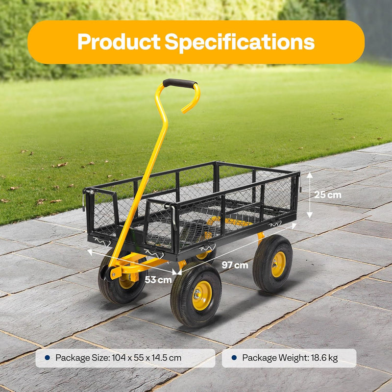 Garden Trolley 400KG Capacity Rotatable Handle Wagon Cart