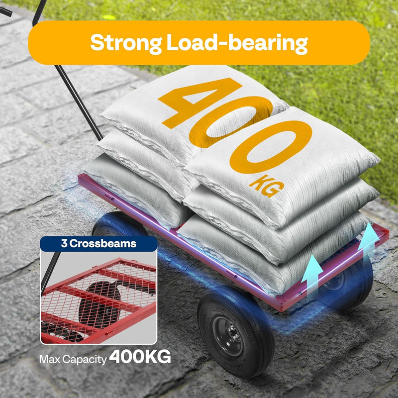 Garden Trolley 400KG Capacity Rotatable Handle Wagon Cart