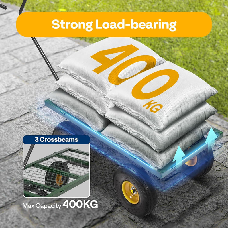 Garden Trolley 400KG Capacity Rotatable Handle Wagon Cart