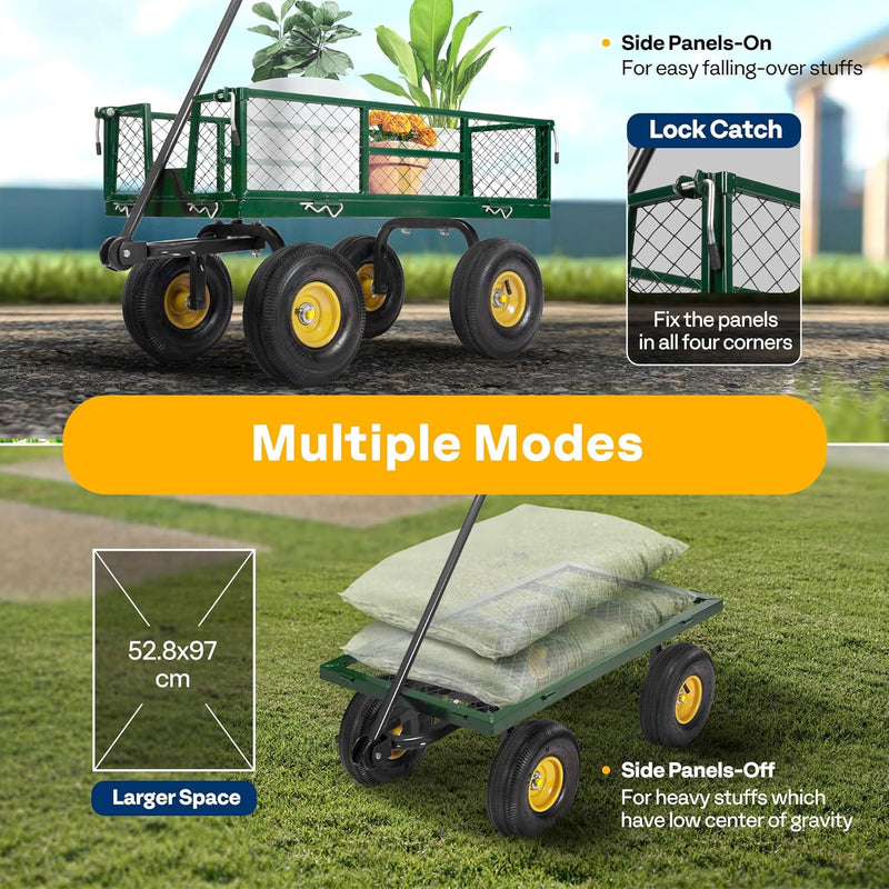 Garden Trolley 400KG Capacity Rotatable Handle Wagon Cart