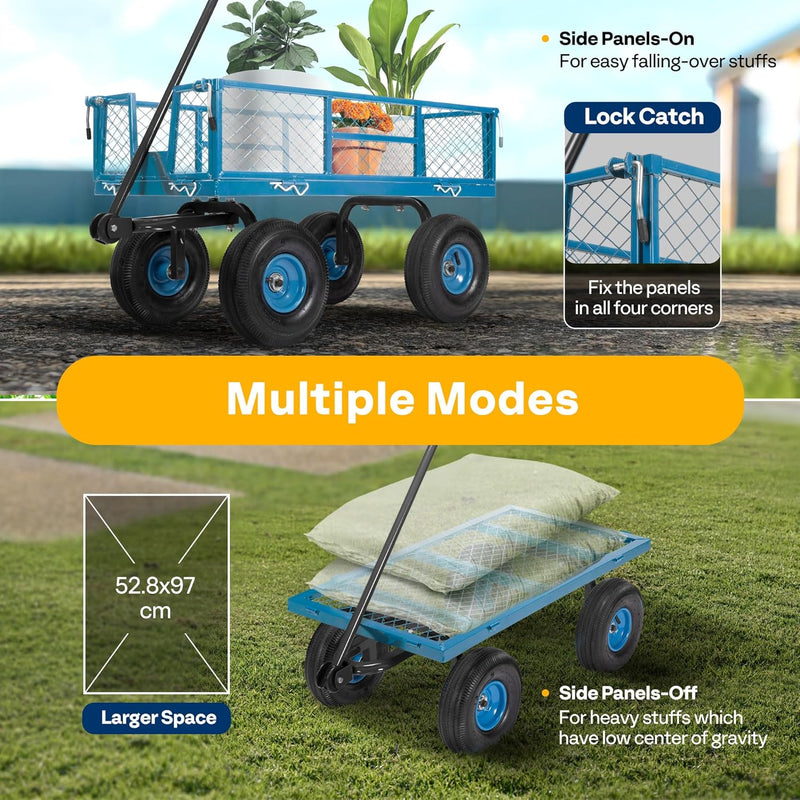 Garden Trolley 400KG Capacity Rotatable Handle Wagon Cart