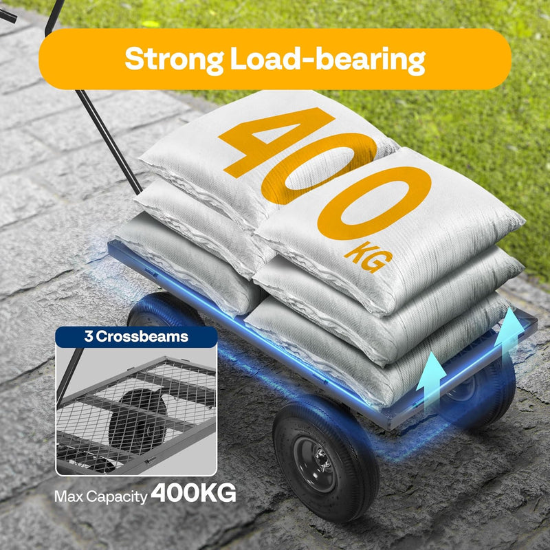 Garden Trolley 400KG Capacity Rotatable Handle Wagon Cart