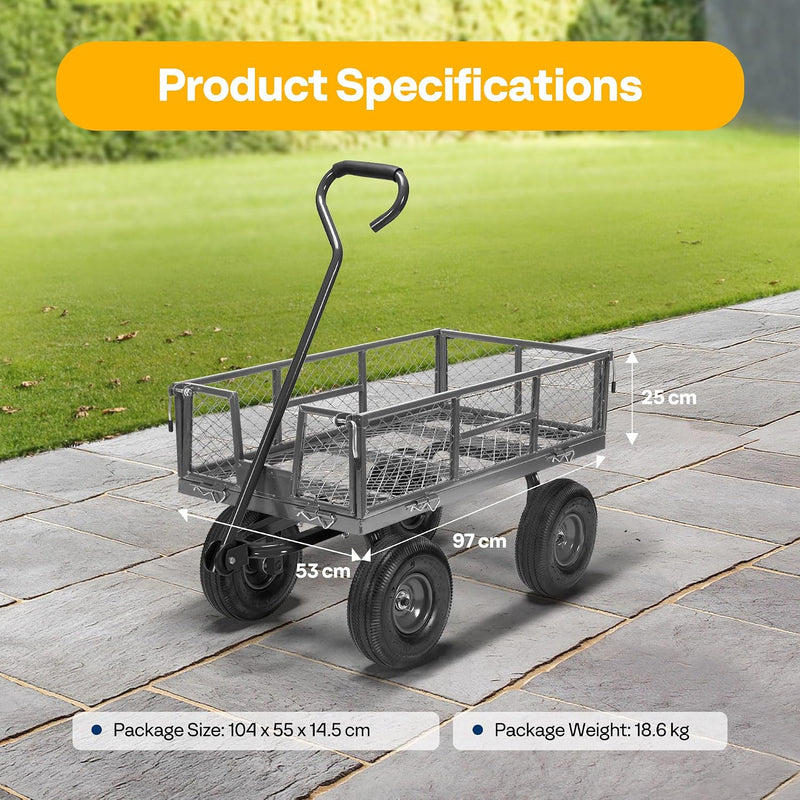 Garden Trolley 400KG Capacity Rotatable Handle Wagon Cart