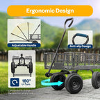 Garden Trolley 400KG Capacity Rotatable Handle Wagon Cart