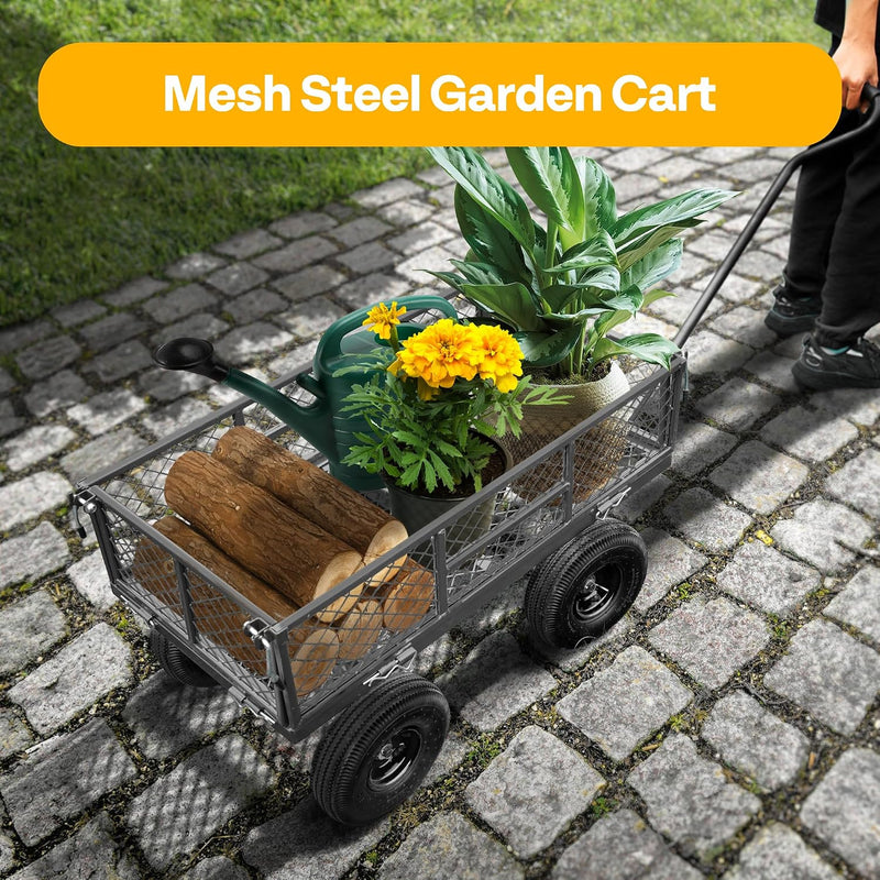 Garden Trolley 400KG Capacity Rotatable Handle Wagon Cart