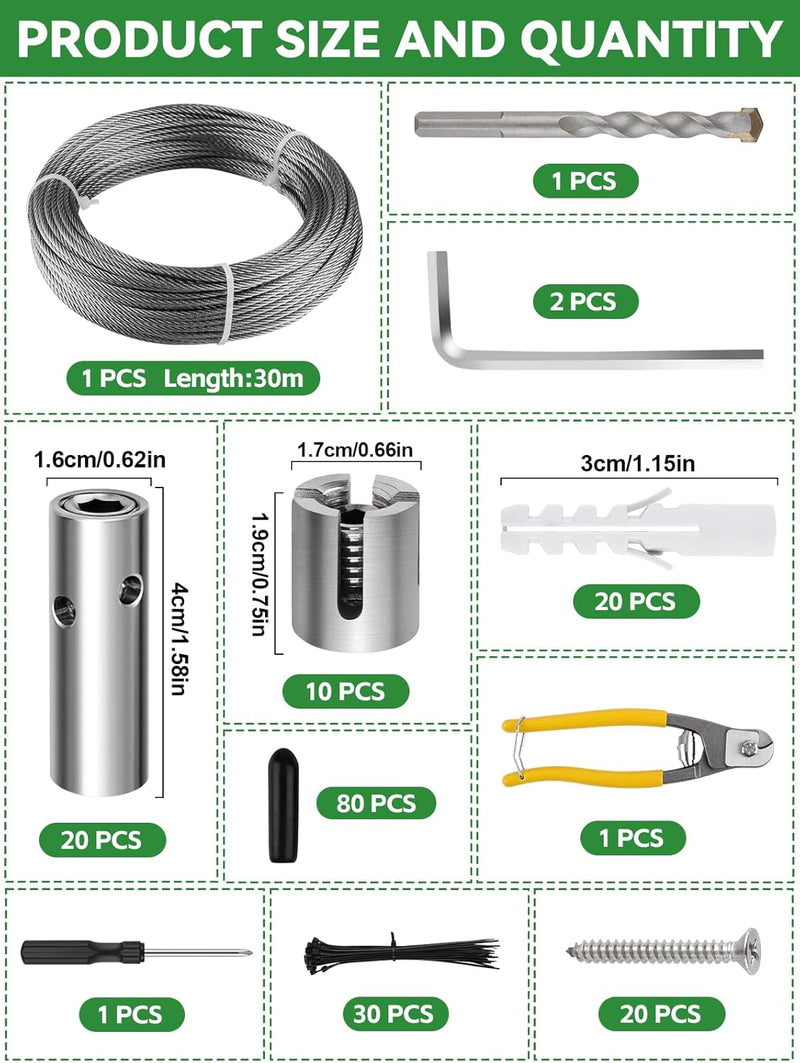 30m Stainless Steel Garden Wire Trellis for Climbing