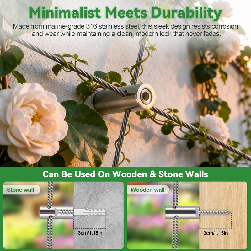 30m Stainless Steel Garden Wire Trellis for Climbing