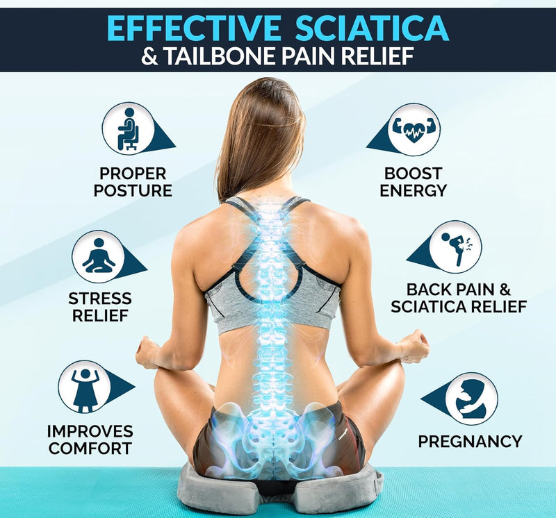 Gel-Enhanced Non-Slip Coccyx Memory Foam Seat Cushion