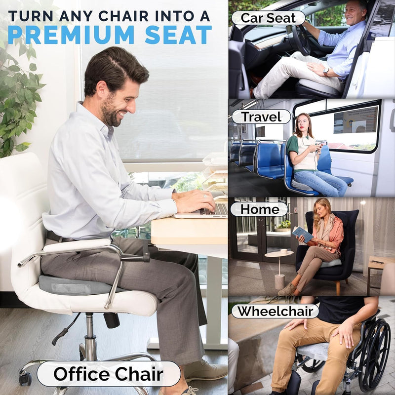 Gel-Enhanced Non-Slip Coccyx Memory Foam Seat Cushion