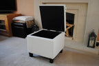 Genuine Real Leather Storage Footstool Pouffe New