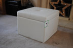 Genuine Real Leather Storage Footstool Pouffe New