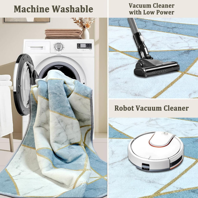 Geometric Area Rugs for Living Room Machine Washable