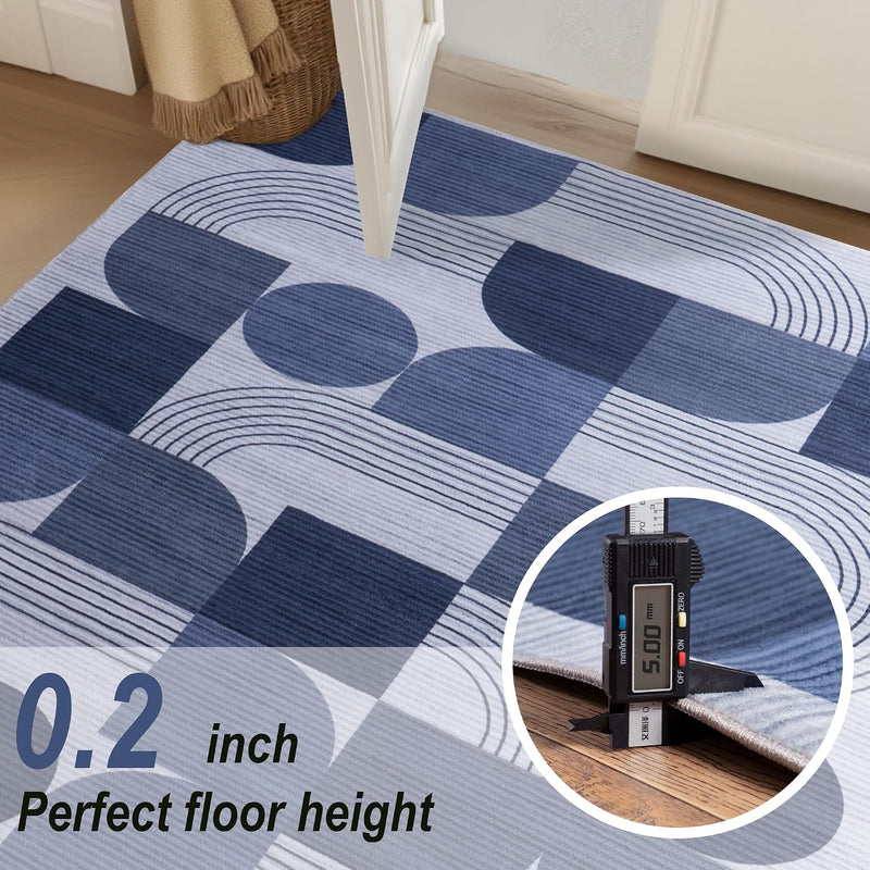 Geometric Low Pile Large Bedroom Rug 160x230CM Vintage