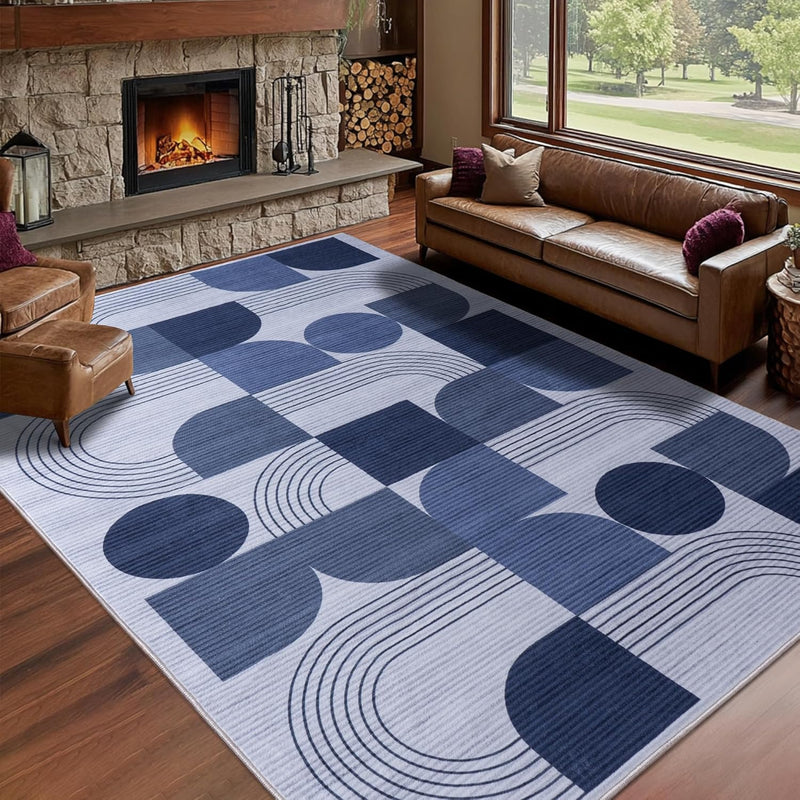 Geometric Low Pile Large Bedroom Rug 160x230CM Vintage