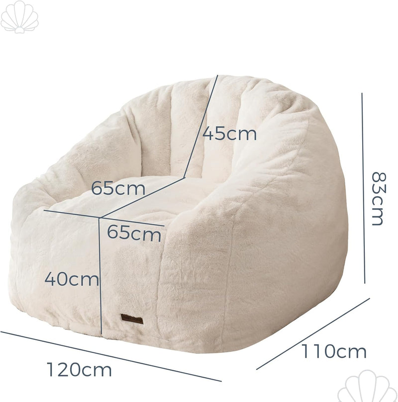 Giant Bean Bag Chair Faux Fur Shell Shaped